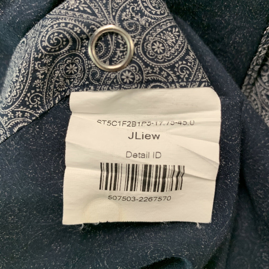J.HILBURN Size S Navy White Paisley Slim Fit Long Sleeve Shirt