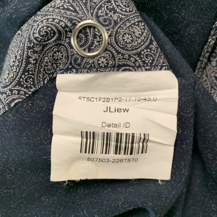 J.HILBURN Size S Navy White Paisley Slim Fit Long Sleeve Shirt