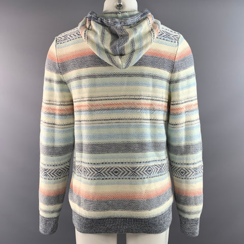 FAHERTY Size M Blue Multi Color Knit Cotton Blend Hoodie