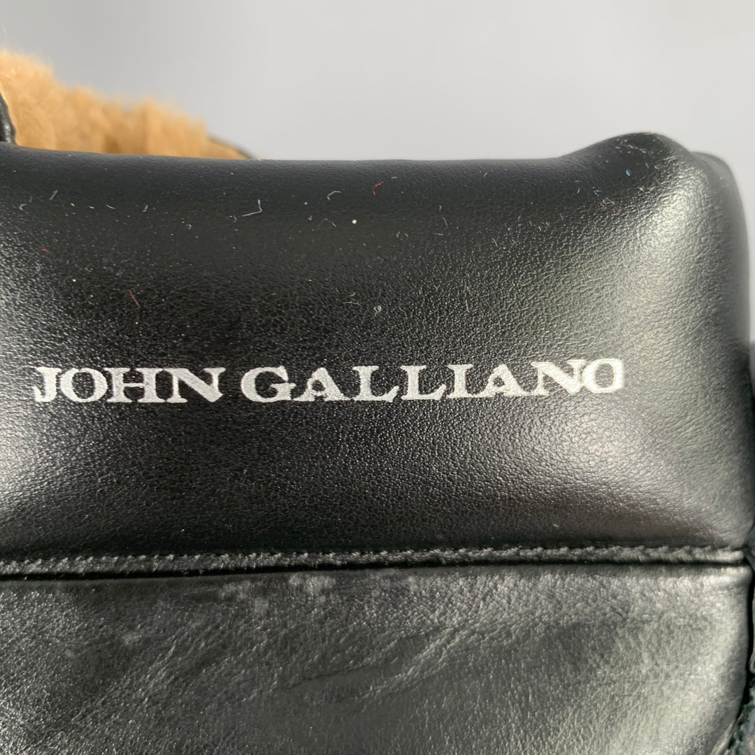 JOHN GALLIANO Size 10 Black Leather Lace-Up Boots