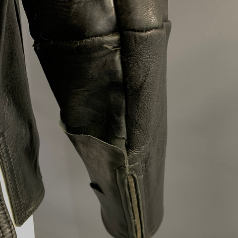 VALENTINO Size 40 Black Leather Zip Up Jacket
