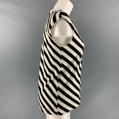 DRIES VAN NOTEN Size XS Black & White Cotton Stripe Sleeveless Casual Top