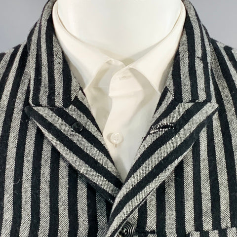 LE CORBEAUXX by LCBX Size M Black Grey Stripe Wool Blend Peak Lapel Sport Coat