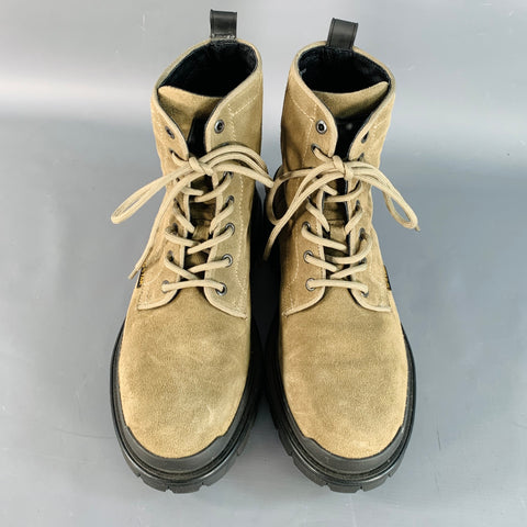 G-STAR Size 10 Green Olive Suede Tread Sole Lace-Up Ankle Boots