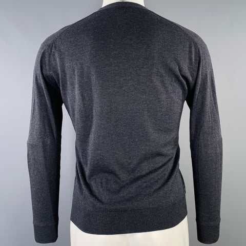 PRADA Size 38 Grey Knit Buttoned V-Neck Cardigan