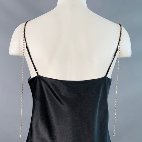 CINQ a' SEPT Size XS Marta Cami Black Rhinestones Silk Satin Dress Top