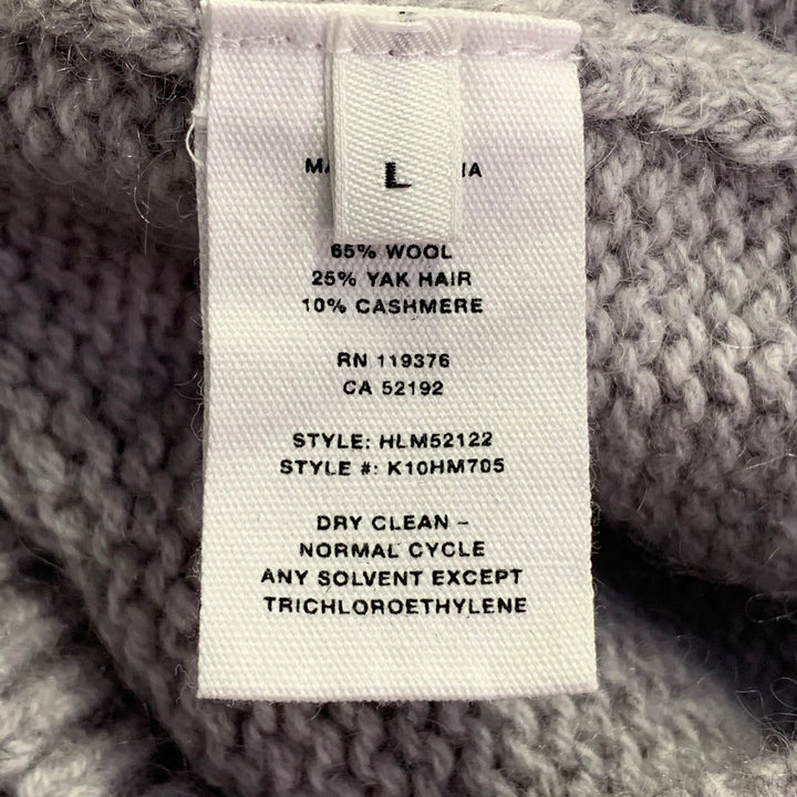 HELMUT LANG Size L Light Grey Wool Yak Cashmere Knit Distressed Crew Neck Sweater