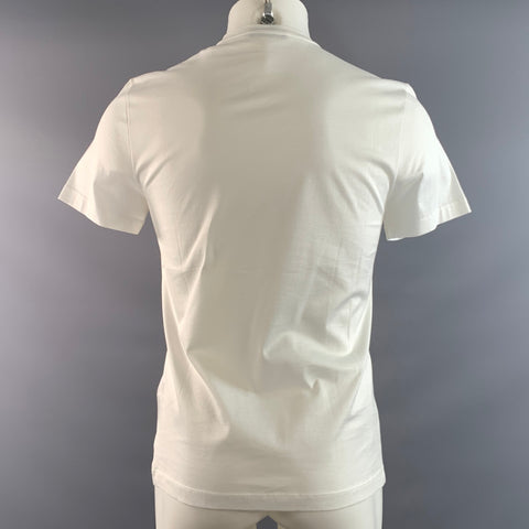 VERSACE Size XS White Gold Medusa Cotton T Shirt Short Sleeve Shirt