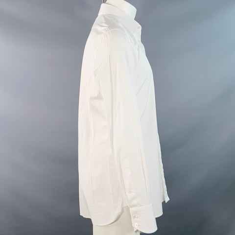 TOM FORD Size M White Cotton Curved Cutaway Button Up Long Sleeve Shirt