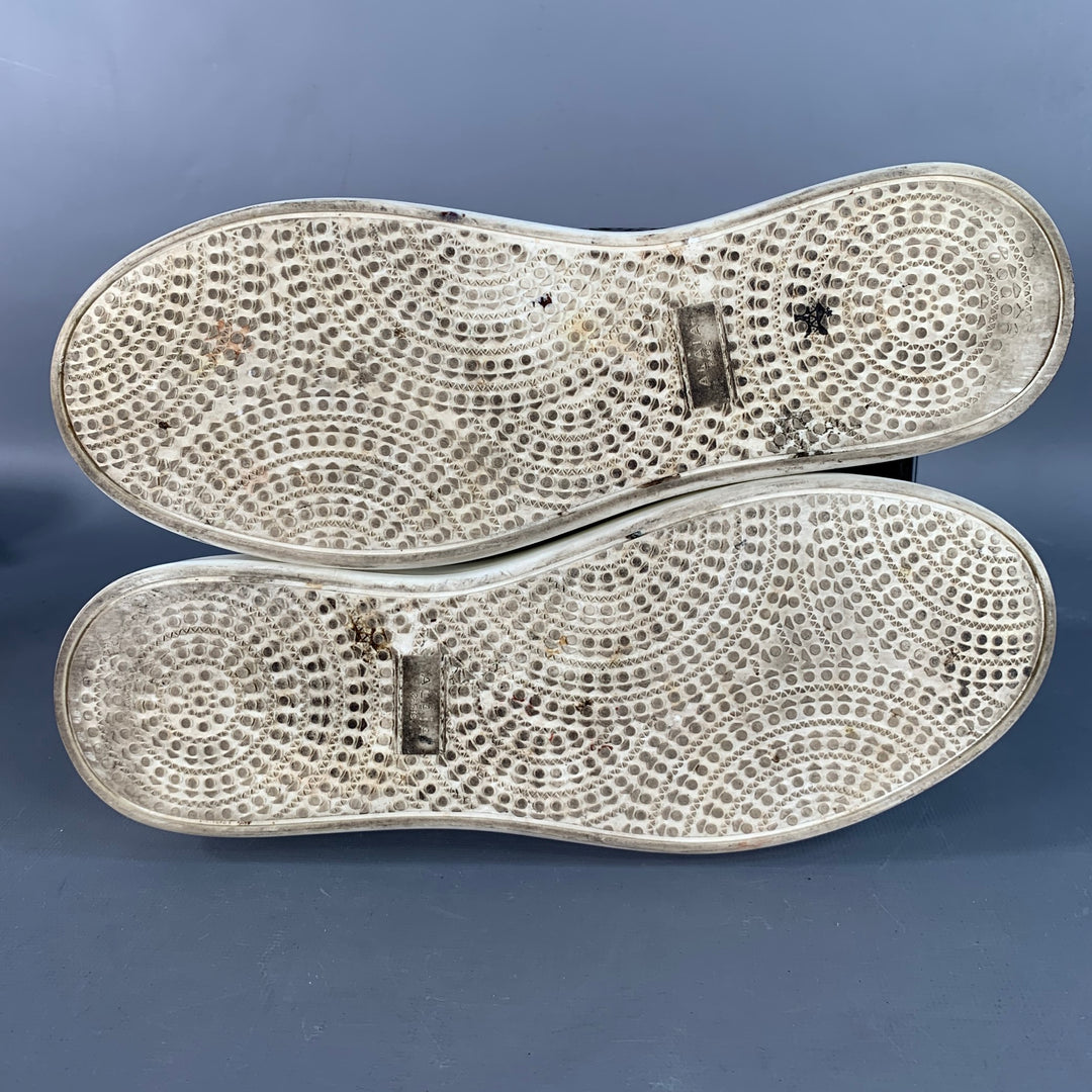 ALAIA Size 9 Black White Perforated Patent Leather Sneakers