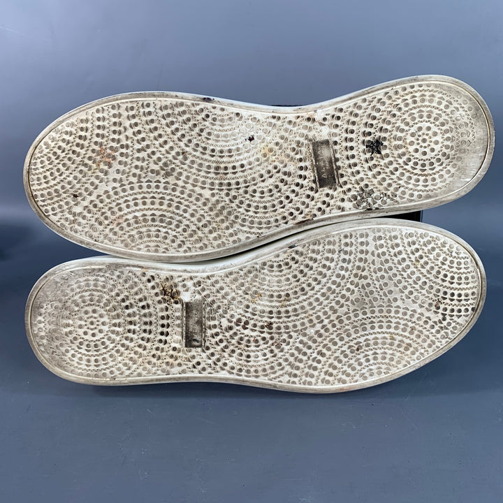 ALAIA Size 9 Black White Perforated Patent Leather Sneakers