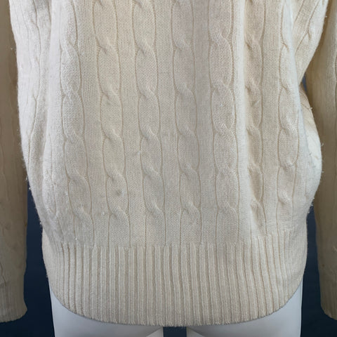 POLO by RALPH LAUREN Taille M Pull col rond en cachemire torsadé crème
