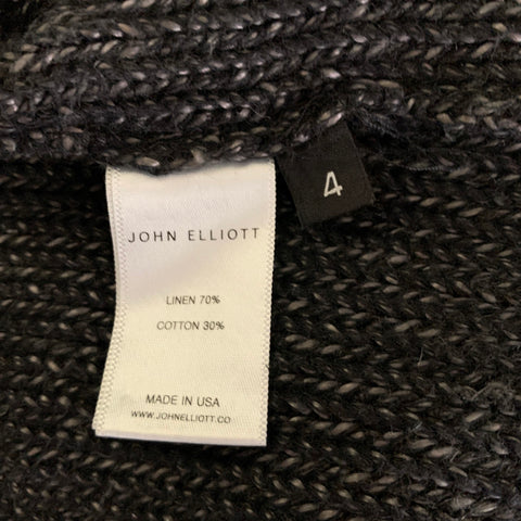 JOHN ELLIOTT Size XL Grey Black Knit Linen  Cotton Cape Cardigan