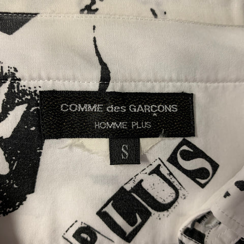 COMME des GARCONS HOMME PLUS Size S White Black Graphic Long Sleeve Shirt