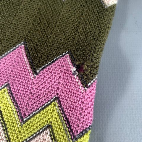 MISSONI SPORT Green Pink Chevron Wool Gloves
