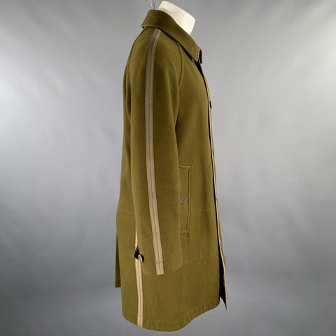 BURBERRY Size S Green Solid Wool Reversible Coat