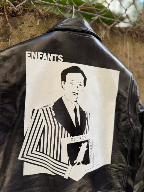ENFANTS RICHES DEPRIMES ERD M Black Graphic Leather Biker Jacket