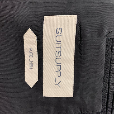 SUITSUPPLY Size 34 Black Linen Double Breasted Sport Coat