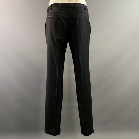 PRADA Chest Size 42 Black UAF367 Pinstripe Wool Notch Lapel 34 32 Suit
