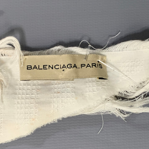 BALENCIAGA Cream Woven Fringe Scarf Shawl