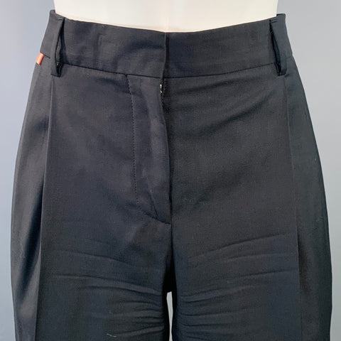 PAUL SMITH Size 2 Black Wool Twill Pleated Tapered Dress Pants