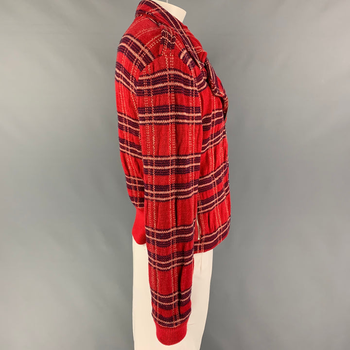 MARC by MARC JACOBS Size XL Red Navy Plaid Wool Biker Jacket