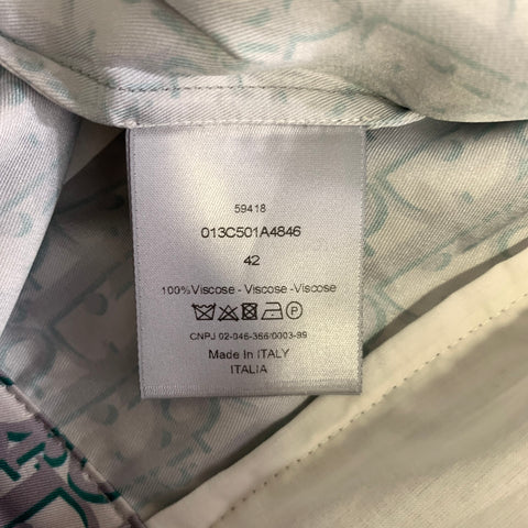 DIOR HOMME Size L Grey Green Monogram Viscose Short Sleeve Tracksuits & Sets