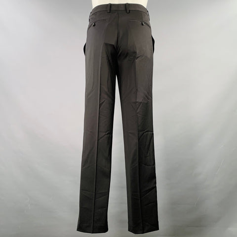 HELMUT LANG PE24 Costume en laine noire à revers crantés et ceinture de sécurité Taille 42
