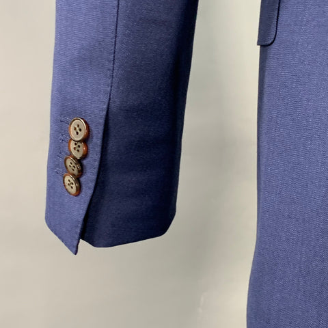 SUIT SUPPLY Size 36 Blue Brown Wool Woven Notch Lapel 3 Piece Suit