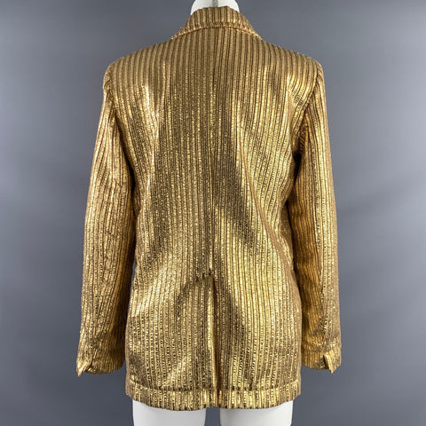 FORTE_FORTE Size M Gold Metallic Notch Lapel Jacket  Blazer