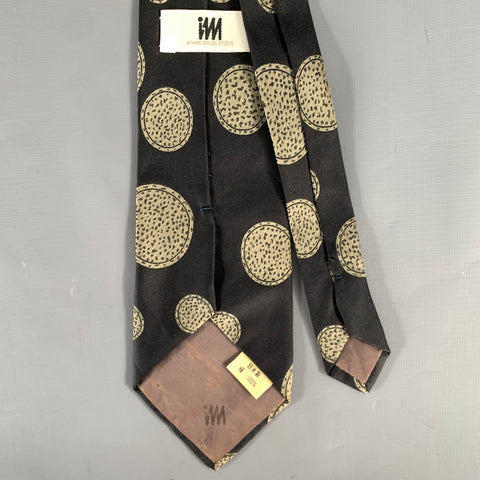 ISSEY MIYAKE Black Tan Lines Silk Tie