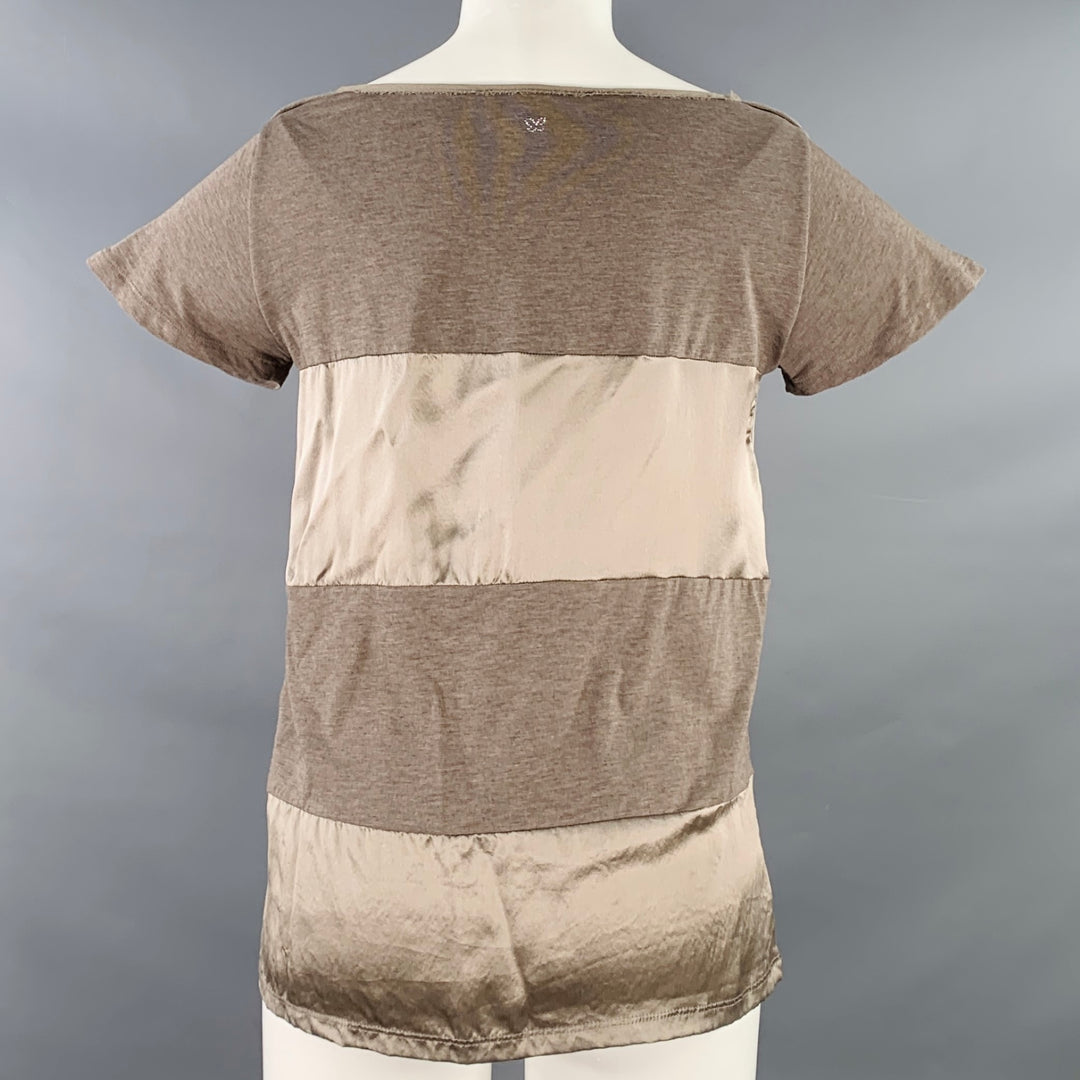 MAX MARA Size S Brown Cotton Blend Short Sleeve Casual Top