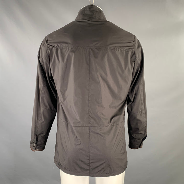 JOHNSTON MURPHY Size S Black Brown Cotton Polyurethane Zip Snaps Jacket