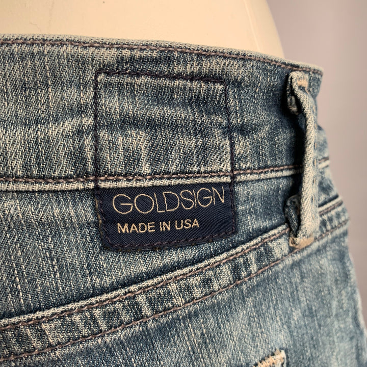 GOLDSIGN Size 27 Blue Cotton Blend Distressed Jeans