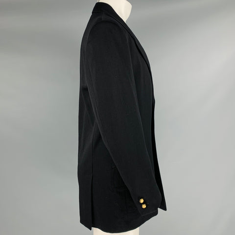 GIANNI VERSACE Size 40 Black Wool Single Breasted Jacket