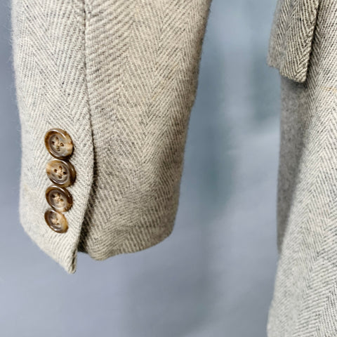 RALPH LAUREN Size 38 Regular Grey Light Grey Herringbone Camel Hair Sport Coat