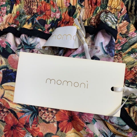 MOMONI Pantalon décontracté taille élastique en soie motifs fruits multicolore Taille M