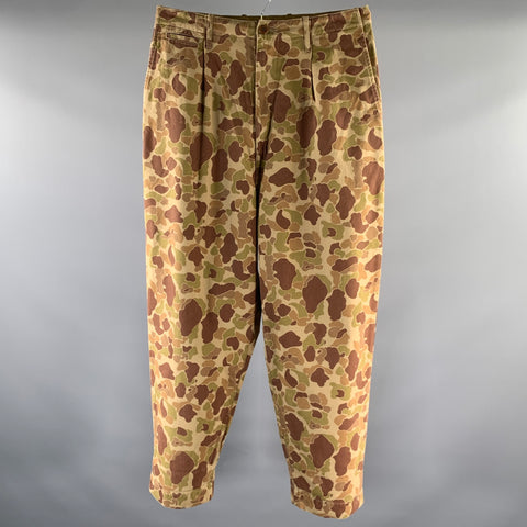 KAPITAL Size 33 Brown Dessert Camo Happy Face Cotton Baggy Pants