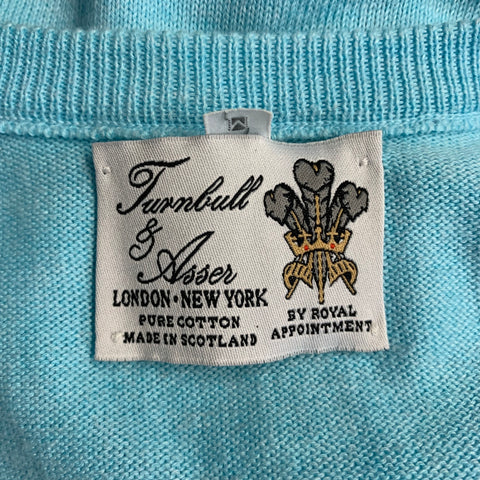 TURNBULL & ASSER Size M Blue Beige Argyle Cotton V-Neck Vest