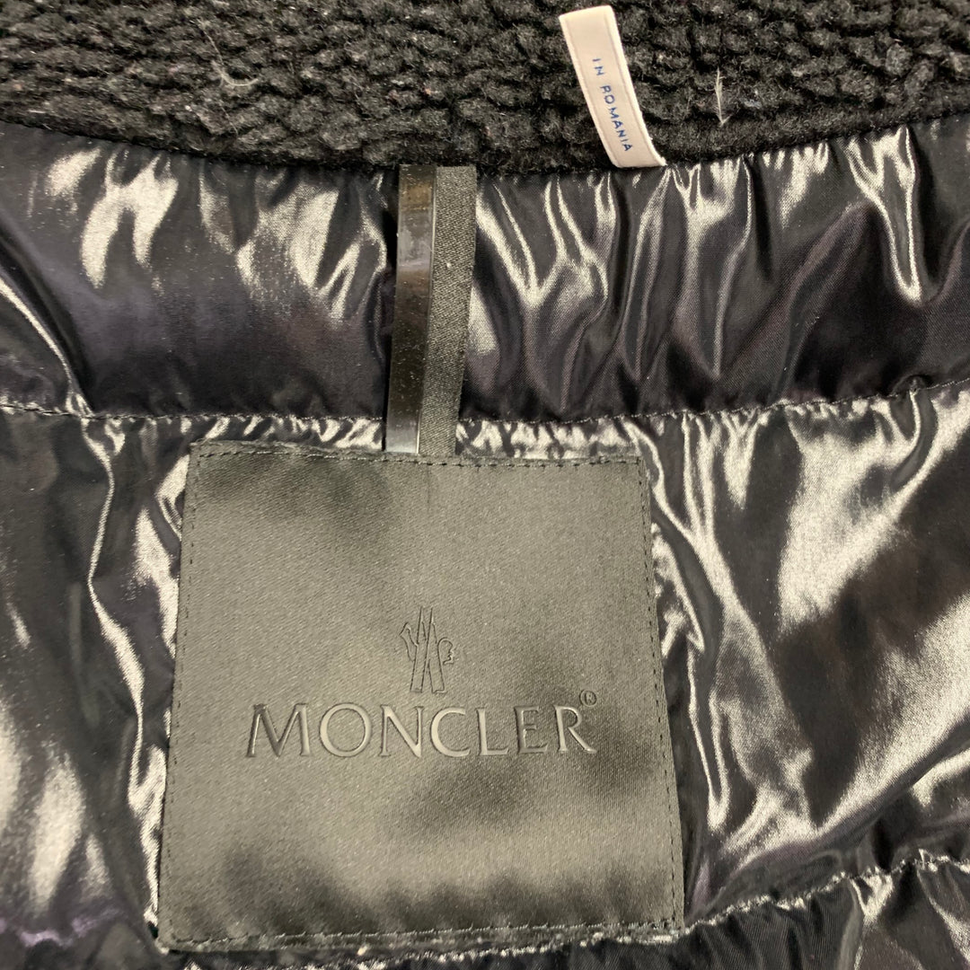 MONCLER Size L Black Mixed Fabrics Down Filled Zip Up Jacket