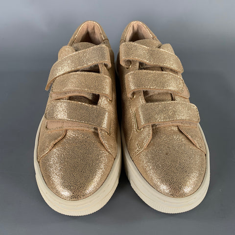 BOBBIES Size 8 Gold Champagne Glitter 3 Hook & Loop Sneakers