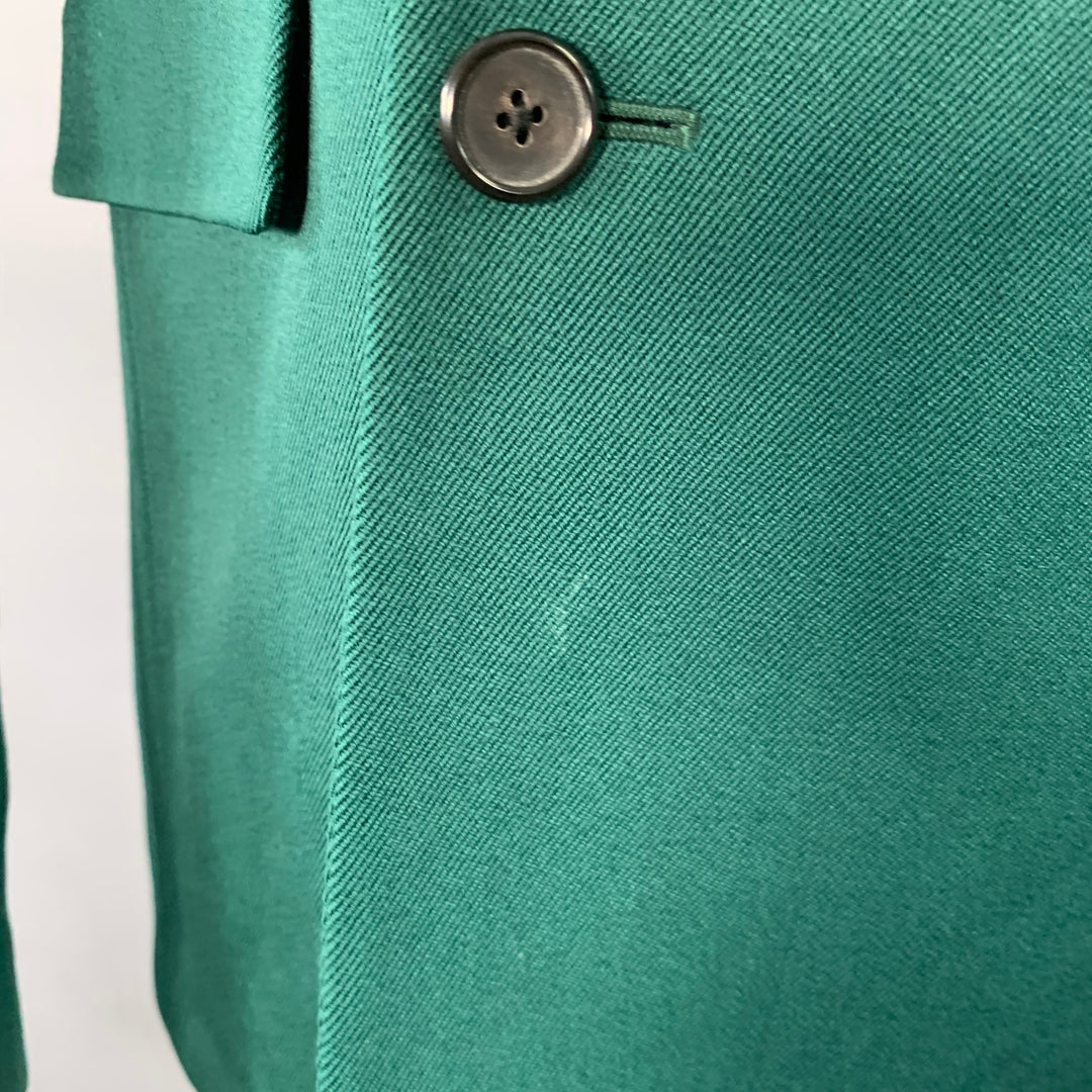 CALVIN KLEIN 205W39NYC Size 36 Green Wool Twill Double Breasted Peak Lapel Sport Coat