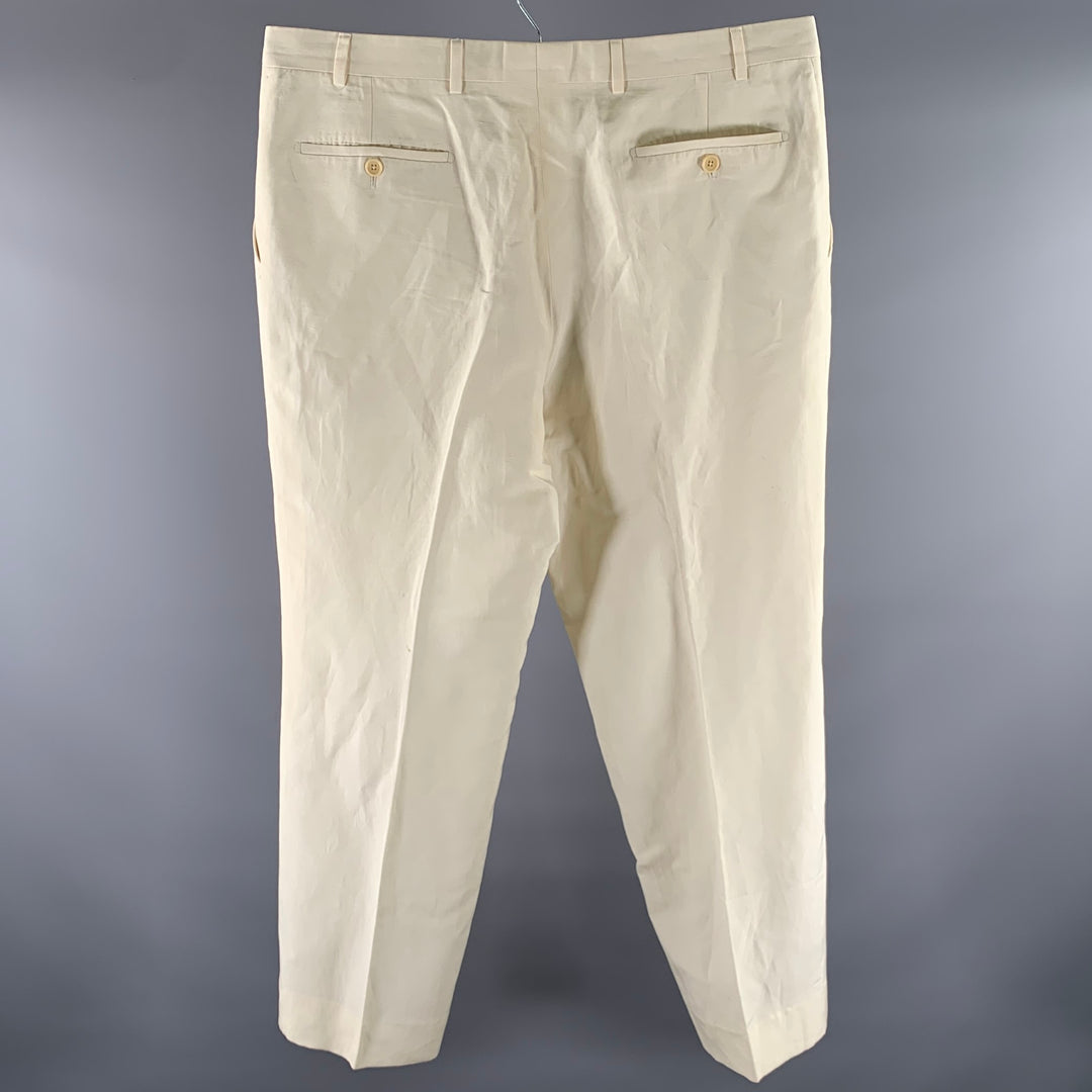 ARMANI COLLEZIONI Size 38 Cream Linen Silk Relaxed Fit Casual Pants