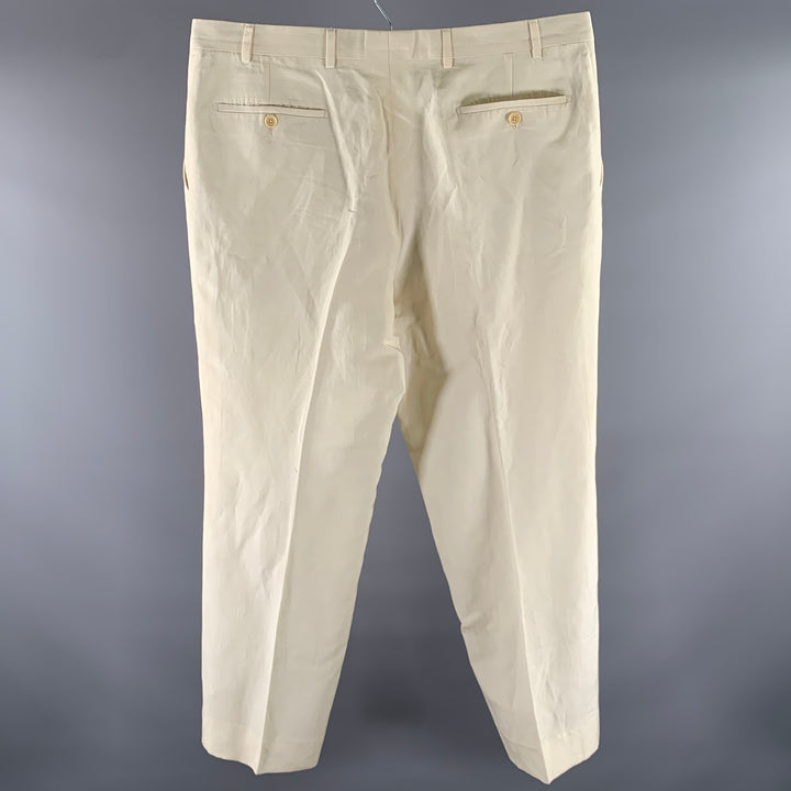 ARMANI COLLEZIONI Size 38 Cream Linen Silk Relaxed Fit Casual Pants