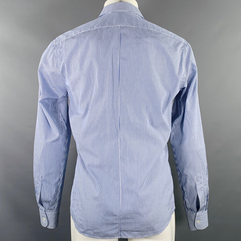 DRIES VAN NOTEN Size M Navy White Stripe Peter Pan Collar Long Sleeve Shirt