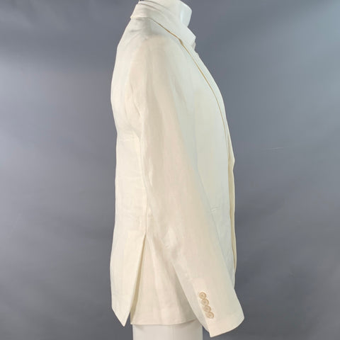 NORDSTROM Size 40 Cream Linen Notch Lapel Sport Coat