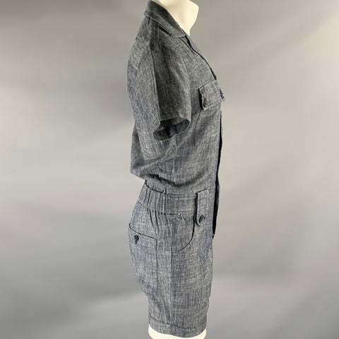 MR TURK Size XS Navy Chambray Lyocel Linen Romper