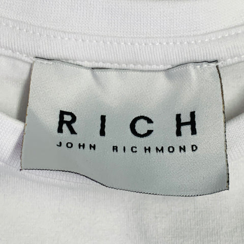 JOHN RICHMOND Size XS White Multi Color Cotton Blend David Bowie Print T-Shirt