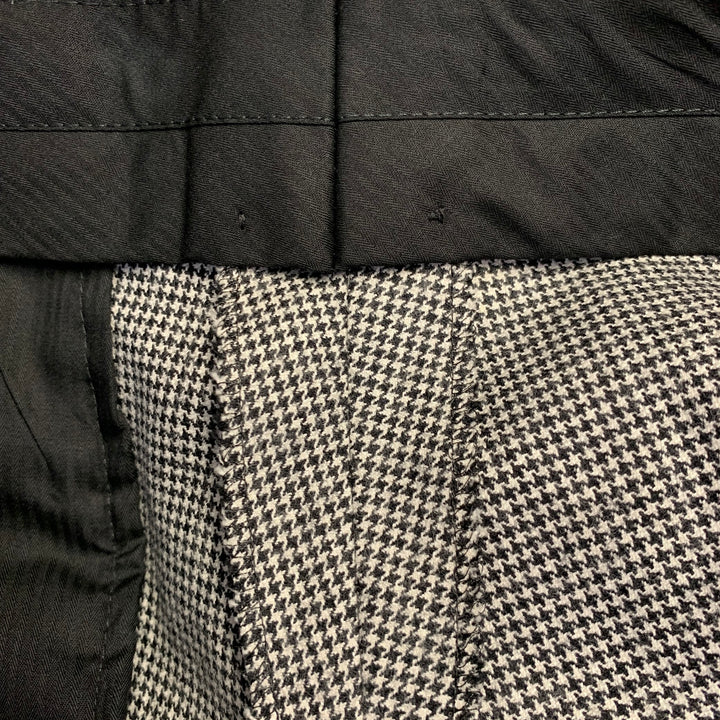WALTER VAN BEIRENDONCK Size 32 Black White Houndstooth Pleated Cuffed Dress Pants