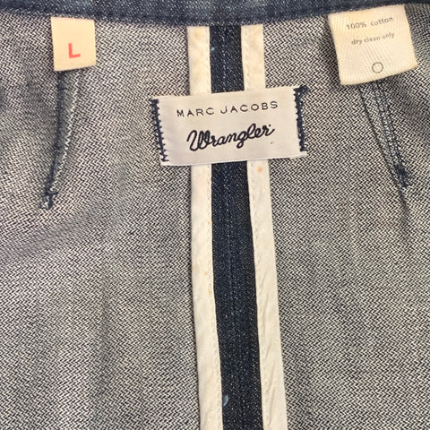 MARC JACOBS WRANGLER Size L Indigo Cotton Denim Button Up Vest